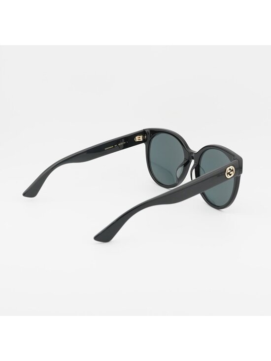 Gucci GG0035SAN 001 Sunglasses Black Round Frame, Grey Lenses main image 7